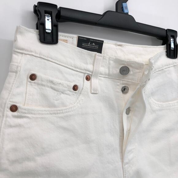 NEW Levi's 501 Skinny Jeans White Womens 28 x 28 Button Fly High Rise Distressed - Picture 4 of 14